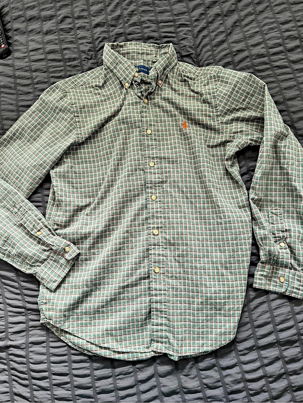 Ralph Lauren Men's Green & Red Plaid Button Down Medium